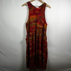 Vintage Jumpsuit Women Medium Abstract Print Sleeveless Wide Leg One Piece Retro